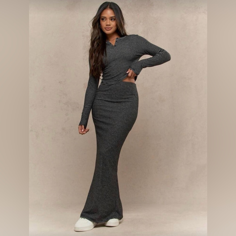 Elegant Black Maxi Skirt and Top Set